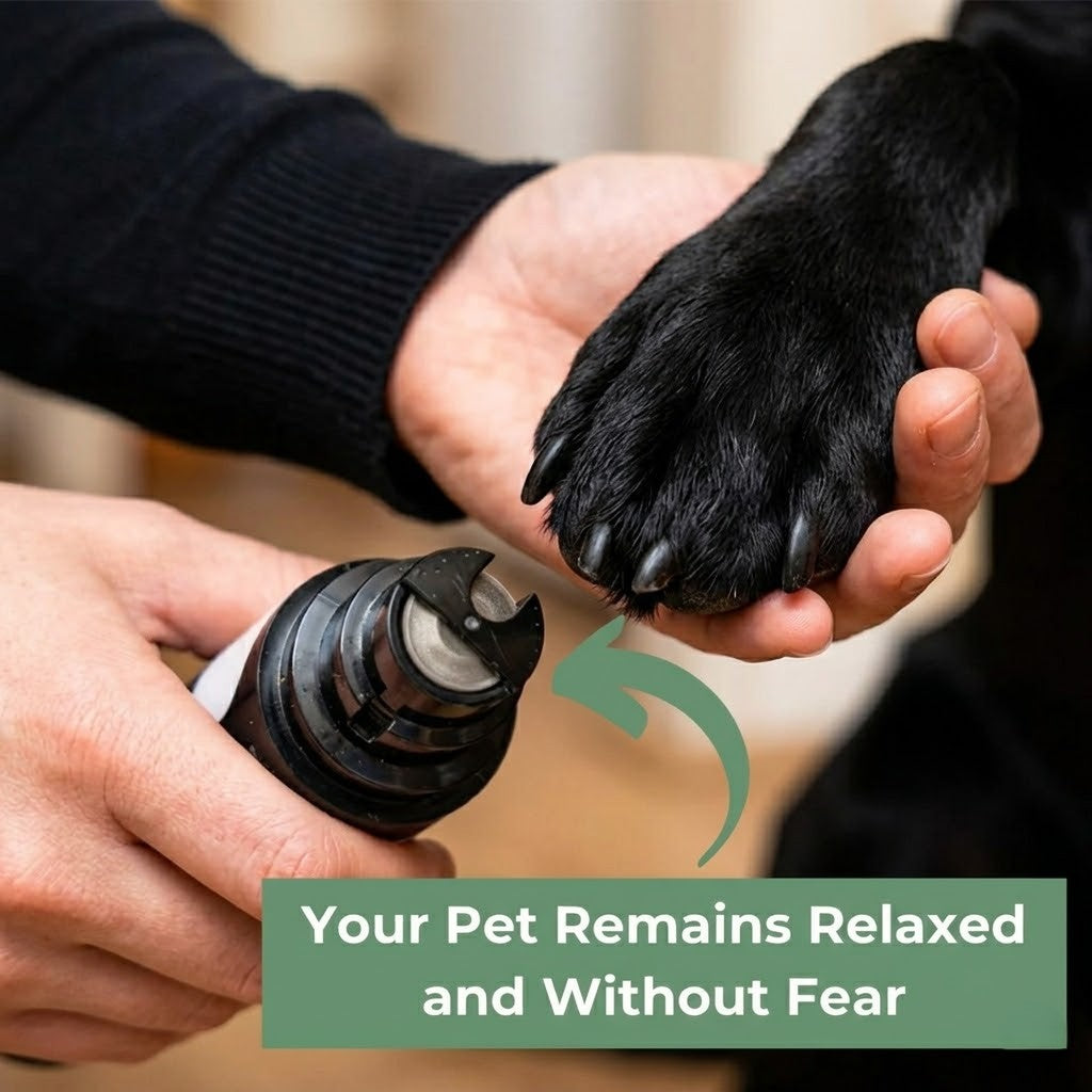 Trimly nail grinder features - LED light illuminates dark dog nails to find the quick